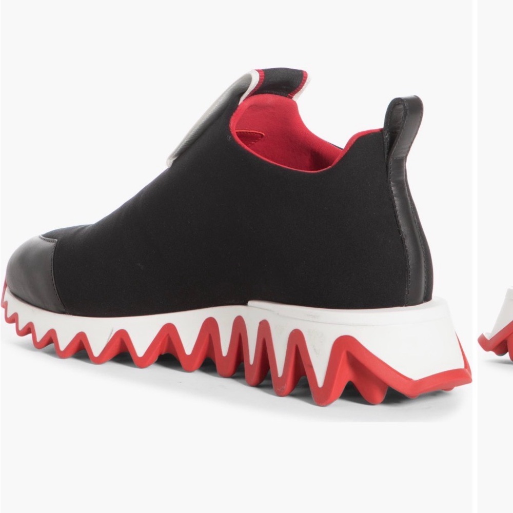 NEW Christian Louboutin Black and Red Sneakers - Picture 2 of 6